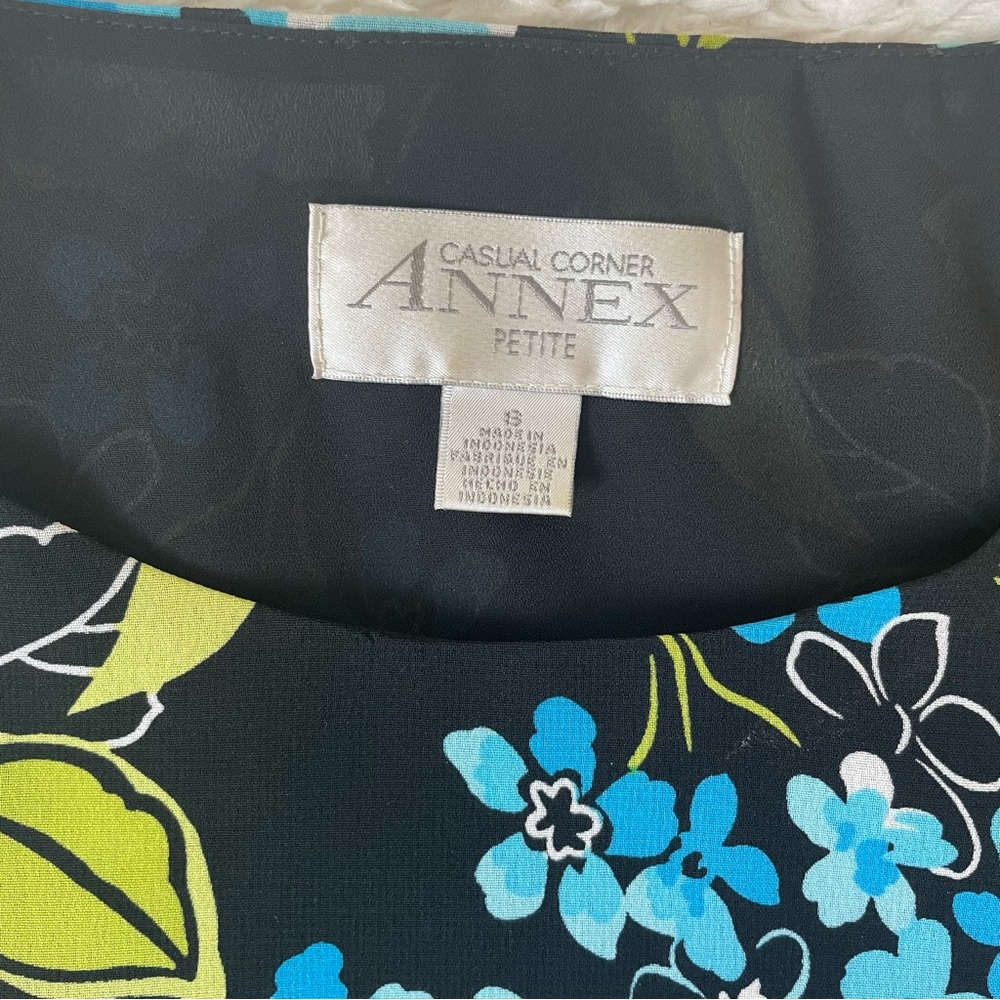Annex Petite Blue Floral 2pc Skirt Matching Set Sleeveless Midi Small 2000s - Picture 4 of 13